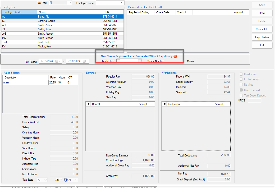 Employee suspended without pay